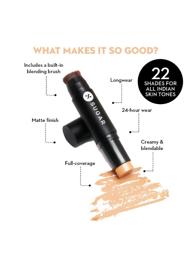 SUGAR Cosmetics Ace Of Face Matte Foundation Stick with In-Built Brush | For All Skin type,Lasts 24hrs | Full Coverage Foundation for Women | 12gm - 20 Galao - Image 3